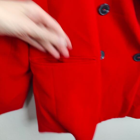 Anthropologie Maeve Double‎ Breasted Blazer Women 4 Red Oversized Preppy Boho - Picture 3 of 11